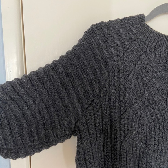 EUC Charcoal grey cable knit merino wool sweater - Picture 6 of 6